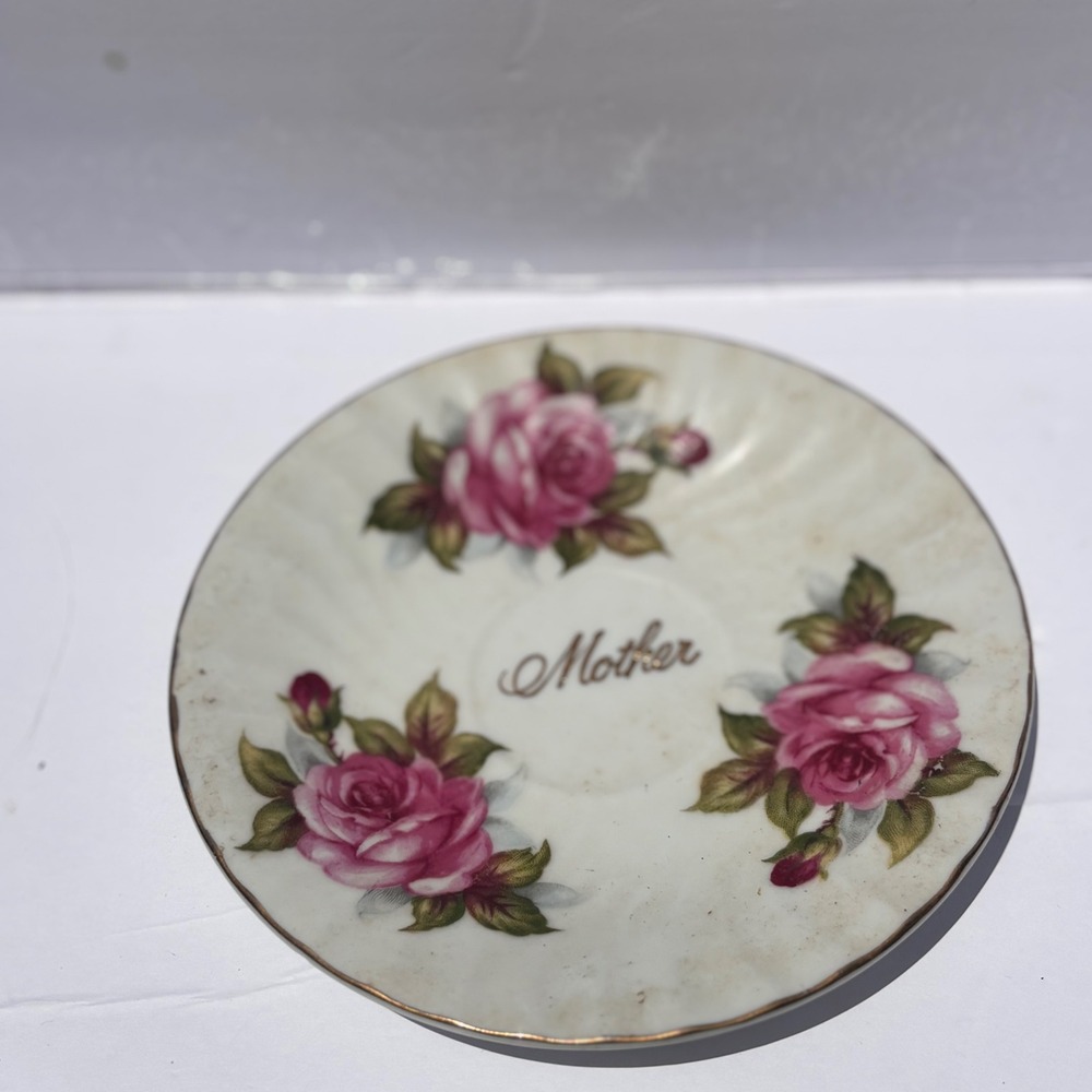 Vintage Norcrest Fine China Mother Pink Rose Scalloped Saucer Plate Wall 5.75"